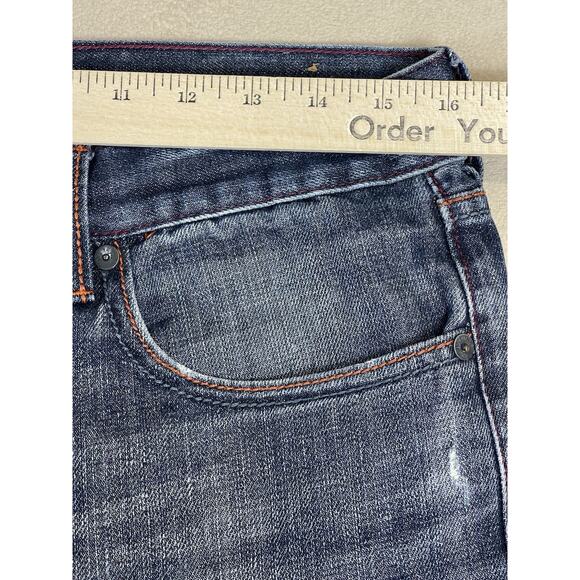 Ecko Unltd Jeans Mens 30x32 Blue Straight Leg‎ Regular Fit Mid Rise Patch Work - Picture 6 of 13